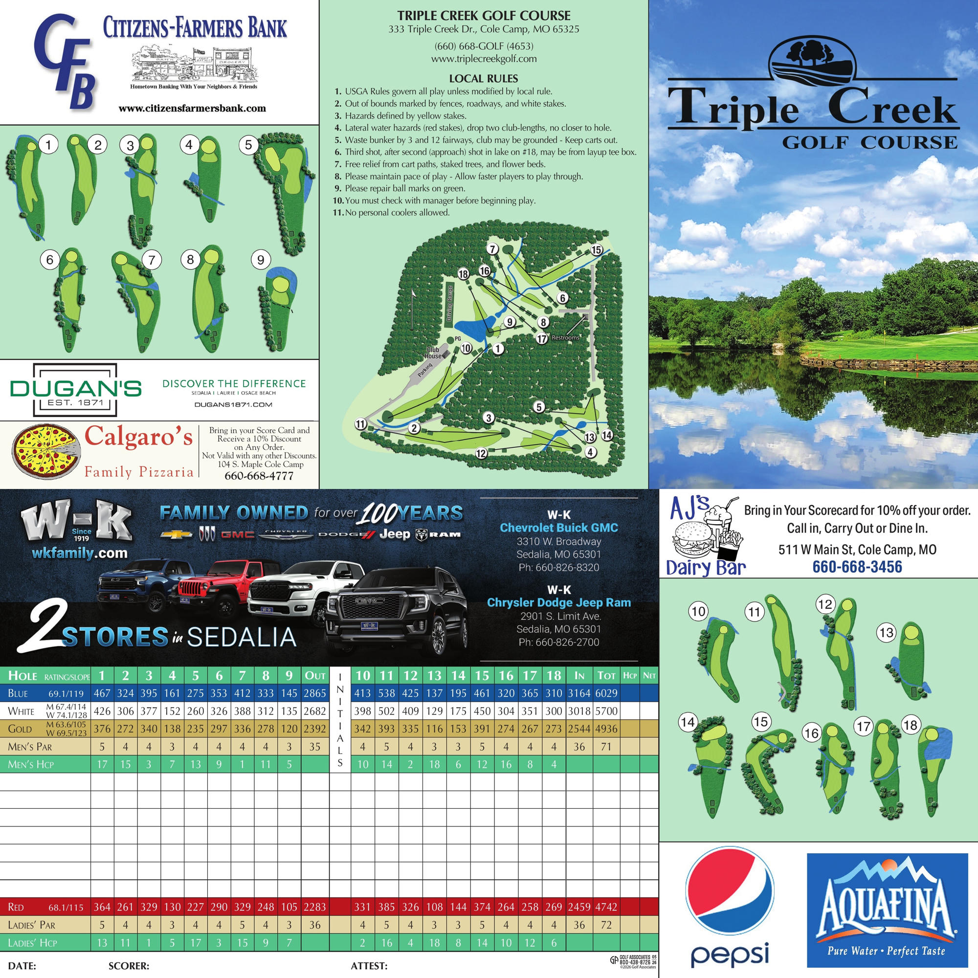 Triple Creek Golf Course Scorecard